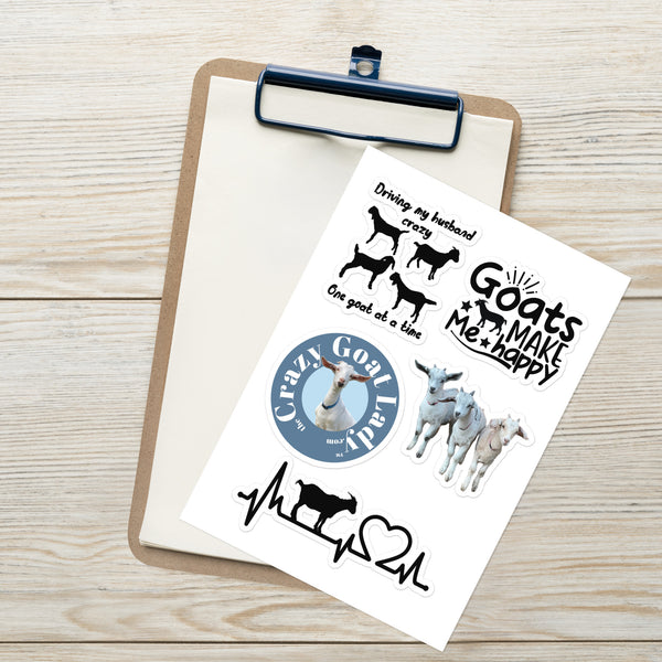 Crazy Goat Lady Sticker Sheet – Funny Goat Stickers for Goat Lovers