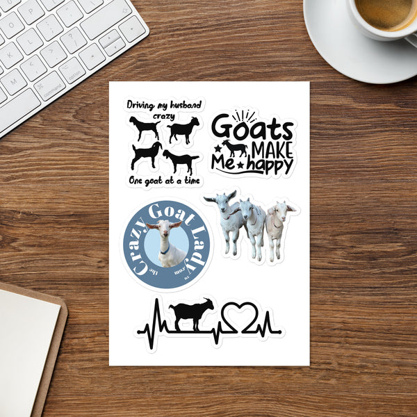 Crazy Goat Lady Sticker Sheet – Funny Goat Stickers for Goat Lovers